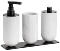 Resim System Sıvı Sabunluk-Diş Fırçalığı-Pamukluk Mermer Desenli/Siyah Renk 206X87X265 Mm 