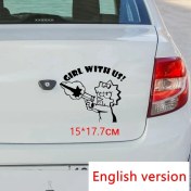 Resim Wenchang Shop C H181-TR Siyah Tri Mishki 15*18CM Kız Çocuğu Araba Sticker Kız Bebek Arabada Vinil Otomobil Araba Çıkartmaları HZX181# Bizimle Kız Var (Yurt Dışından) 