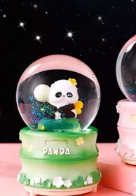 Resim YEŞİL PANDALI BÜYÜK BOY & 10CM PİLLİ & IŞIKLI MÜZİKLİ KAR KÜRESİ 