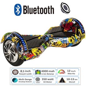 Resim Citymate Smart Balance Elektrikli Kaykay Hoverboard 8.5" Akıllı Dengeli Ledli Bluetooth Hoparlörlü Grafiti 