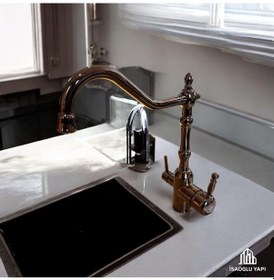 Resim İsaoğlu Yapı Bakır Mutfak Bataryası Bronz Evye Musluğu Arıtma Cihazlarına Uygun Armatür Bakır 