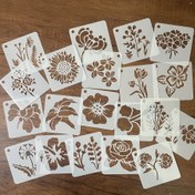Resim 20 adet Çiçek ve Bitki Stencil Şablonları - Ev Dekoru için Yeniden Kullanılabilir DIY Duvar Sanatı Stencil'leri, Polietilen Tereftalat, Ev Dekoru Stencil'leri | Bitki Stencil Tasarımları | Dayanıklı Stencil'ler, Stencil Dekor 
