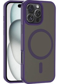 Resim İphone 16 Pro Max Uyumlu Kılıf Magsafe Şarj Özellikli Mat Arka Yüzey Zore Sio Kapak-derin Mor Derin Mor 