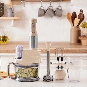 Resim Mastermaid Premium Pro Paslanmaz Çelik Bıçaklı 2000W Mutfak Robotu, Soft Cream 