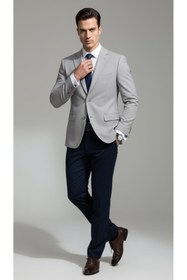 Resim Plus Scorpion Slim Fit Mikro Desenli Erkek Ceket Yazlık Pike Kumaş Çift Yırtmaç Blazer 