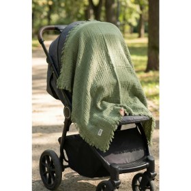 Resim Hamur Bebek 4 Katlı Müslin Pike Örtü %100 Pamuk 2'li Ağız Bezi Hediyeli Yenidoğan 85x100 Battaniye Yeşil 