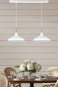 Resim Bamyum Ikili Champion Beyaz İç Beyaz Sarkıt Lamba Yemek Masası Oturma Odası Mutfak Salon Otel Café 