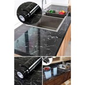 Resim Alfa Aksesuar 03 Siyah Yapışkanlı Kaplama Kağıdı Mermer Desenli Büyük Boy 5 Metre 