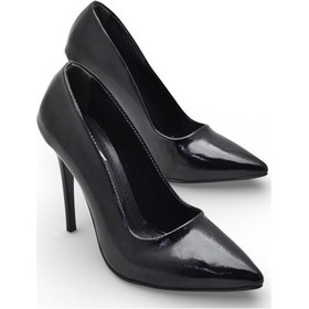 Resim Ispartalılar 803 Stiletto Kadın Topuklu Ayakkabı 10,5 Cm İnce Topuk Abiye Düğün Nişan Ayakkabısı Siyah 