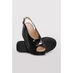 Resim Fast Step Hakiki Deri Kadın Dolgu Topuk Sandalet 275ZA4012 