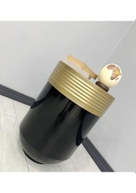 Resim Elegant Dekoratif Eskitme Darbuka Parlak Siyah Sehpa 60cm 