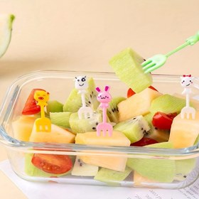 Resim Rastgele Renklerde 10 Adet Hayvan Meyve Çatalı, Yeniden Kullanılabilir, Şirin ve Yaratıcı Plastik Meyve Çatalı Seti Bento için. 