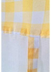 Resim Naturel Potlu Ekose Tül Perde Retro Sarı 