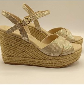 Resim Camelia Gold Deri Dolgu Topuk Sandalet Gold Altın 