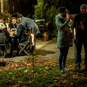 Resim Höfats Spin 90 Garden Torch Gümüş Masaüstü Şömine 