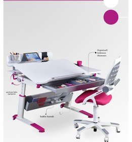 Resim Creo Mobili Yükseklik Ve Eğim Ayarlı Sirius Advanced Bilgisayar Ve Çalışma Masası Takımı Beyaz/fuşya Gri 