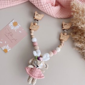 Resim Amigurumi Çiçekli Geyik Oyuncağım Pembe - Puset Zinciri 