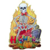 Resim Cadılar Bayramı Halloween Simli Poster Iskelet Modeli 46Cm x 30 CM 