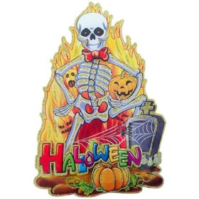 Resim Cadılar Bayramı Halloween Simli Poster Iskelet Modeli 46Cm x 30 CM 