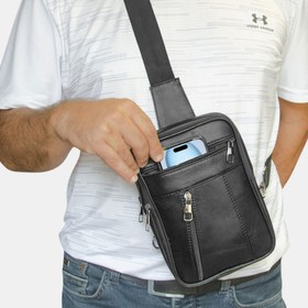 Resim Lederax Hakiki Deri Göğüs Çantası Bodybag LD500 - Siyah 