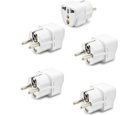 Resim Ata Elektronik 5 Adet Türkiye Elektrik Priz Ucu Amerikan Ingiliz Fiş Çevirici Beyaz Jak 
