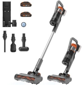 Resim Worx Wx038 20volt 2.0ah. Li-ion 105watt Çift Akülü Kömürsüz Siklonik Sistem Şarjlı Dikey Süpürge 