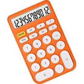 Resim Valkyrie Junno Sevimli Yuvarlak Tuşlu 12 Basamaklı Masaüstü Hesap Makinesi Turuncu 