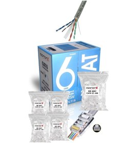Resim Apronx Cat6 23awg 305 Metre 0,50mm Gri Utp Kablo +500 Adet Ez Jak 