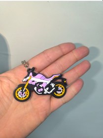 Resim Silikon Kaliteli Motosiklet Anahtarlığı Esnek, Dayanıklı Ve Şık Tasarım Mor 