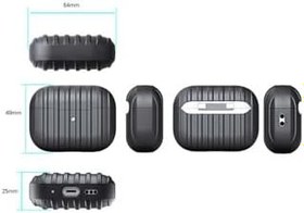 Resim Gpack Apple AirPods Pro 2 Uyumlu Kılıf, Şerit Desenli, Airbag Koruma, Gri 