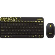 Resim Logitech 920-008215 MK240 Siyah-Sarı Kablosuz Klavye Mouse Set 