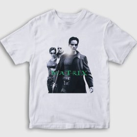 Resim Presmono Unisex Çocuk Beyaz Neo Film The Matrix T-Shirt 