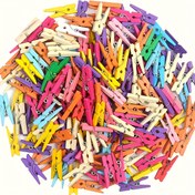 Resim 50/100 adet Renkli Ahşap Mini Klips - 2.54 cm Dekoratif Klips Fotoğraflar, El Sanatları ve DIY Projeleri için Uygun - Yeniden Kullanılabilir Mini Klips, Giysi Klipsleri 