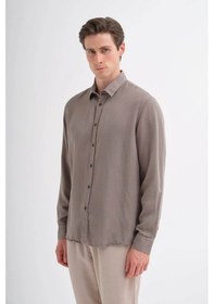 Resim Cazador Regular Fit Dokuma Tencel Haki Erkek Gömlek 20610 Haki 
