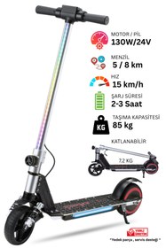 Resim Sportaj Elektrikli Çocuk Scooter - Çift Frenli Katlanabilir - LED Işıklı - Ön Çift Süspansiyonlu 8+ 