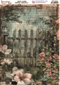 Resim Pirinç Dekopaj Kağıdı 30x42cm Pt-523 Çitler Çiçekler 