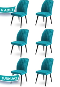 Resim Canisa Concept Platinum Serisi Geniş Oturum Alanlı 6 Adet Sandalye / Renk Turkuaz Ayaklar Siyah 