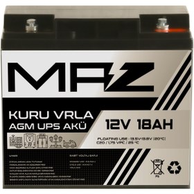 Resim Maz Akü 12 Volt 18 Amper (Ah) Kuru AGM VRLA Güç Kaynağı UPS Akü 