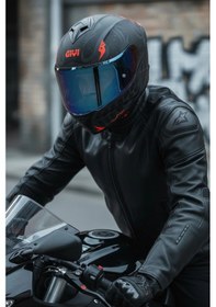 Resim Gıvı 50.x Bones Kırmızı 1 Renkli 1 Şeffaf Vizörlü Motosiklet Kask Lacivet Vizör + Şeffaf 