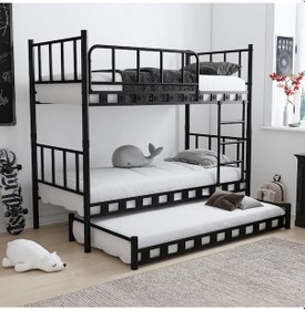 Resim Aksviva Zambak Genç Çocuk Yatak Odası Metal Ranza Ve Karyola 90x200 90 x 200 