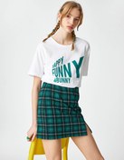 Resim Slogan Baskılı Tshirt Bisiklet Yaka Kısa Kollu 