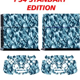 Resim KT Decor Mavi Kamuflaj Playstation 4 Full Sticker Kaplama Seti 