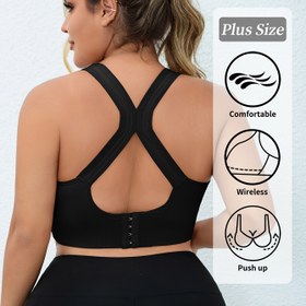 Resim Büyük Beden Dikişsiz Sırt Sütyeni - Çelik Çıtak Yok, Çıkarılabilir Pedlerle Rahat Sütyen, Nefes Alabilen Esnek Kumaş, Ayarlanabilir Askılar ve Ergonomik Tasarım, Egzersizler ve Günlük Giyim, Ekipman, Sırt Desteği Sütyeni, Rahat Sütyen 