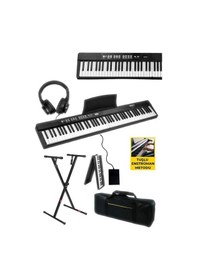 Resim Midex Plx-80bkst Taşınabilir Katlanır Dijital Piyano Tuş Hassasiyetli 88 Tuş Bt Stand Sustain Kulaklık Çanta Metod 