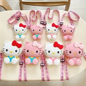 Resim Merhaba Kitty Silikon Çapraz Vücut Çantası, Hayvan Baskısı Teması, Japon Tarzı, Lekelere Karşı Dayanıklı, Ayarlanabilir Askı ve Fermuar Kapatma, Makine Yıkamalı Madeni Para Cüzdanı - 1 adet 