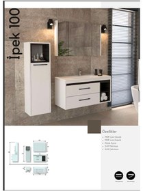 Resim Evros İpek 100 Cm Banyo Dolabı Boy Dolabı Dahil Beyaz 