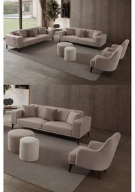 Resim Regnar 3+3+1+1 Koltuk Takımı Krem Sütlü Kahve 