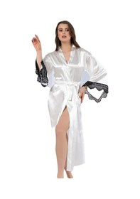 Resim Faal Saten Dantelli Uzun Sabahlık Kimono 5901 001 