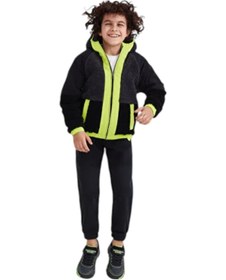 Resim Skechers Fermuarlı Erkek Çocuk Polar Mont Siyah 