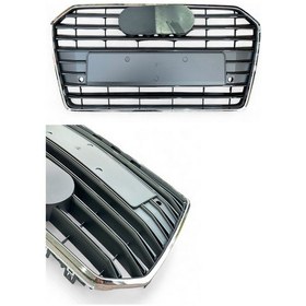 Resim Audi S6 Ön Panjur Krom Çerçeve Parlak Siyah Çizgili Saten Sizyah 7 Petek 2015-2018-tr Plakalık 